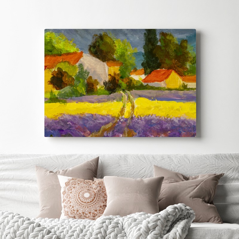 Obraz na płótnie lawendowe pola o zachodzie słońca – Wallissimo® Obraz na płótnie lawendowe pola o zachodzie słońca – Wallissimo®