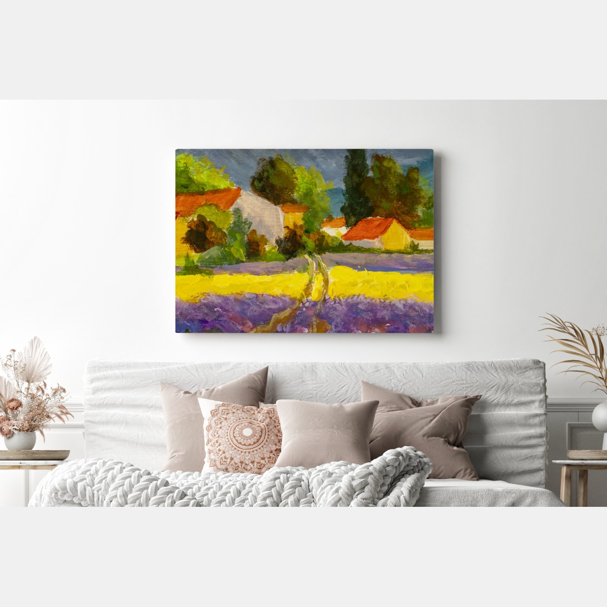 Obraz na płótnie lawendowe pola o zachodzie słońca – Wallissimo® Obraz na płótnie lawendowe pola o zachodzie słońca – Wallissimo®