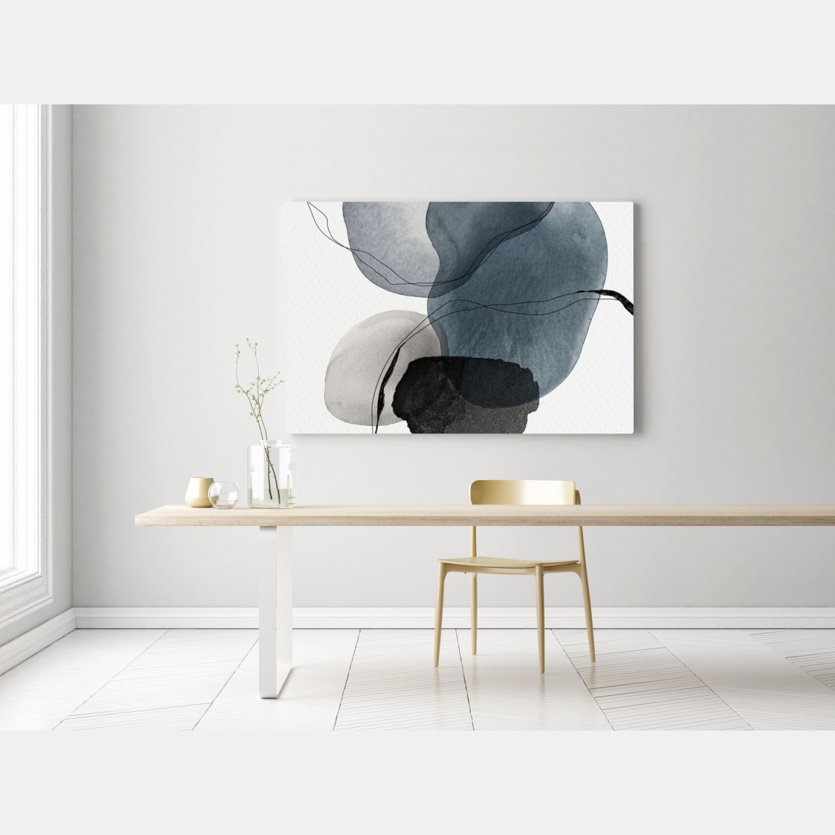 Obraz na płótnie spokojne niebieskie akwarelowe kule – Wallissimo® Obraz na płótnie spokojne niebieskie akwarelowe kule – Wallissimo®