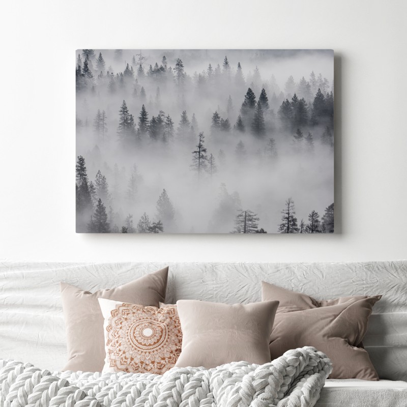 Obraz na płótnie mglisty las sosnowy – Wallissimo® Obraz na płótnie mglisty las sosnowy – Wallissimo®