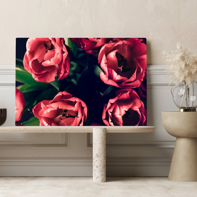 Obraz na płótnie nastrojowy różowy bukiet tulipanów – Wallissimo® Obraz na płótnie nastrojowy różowy bukiet tulipanów – Wallissimo®