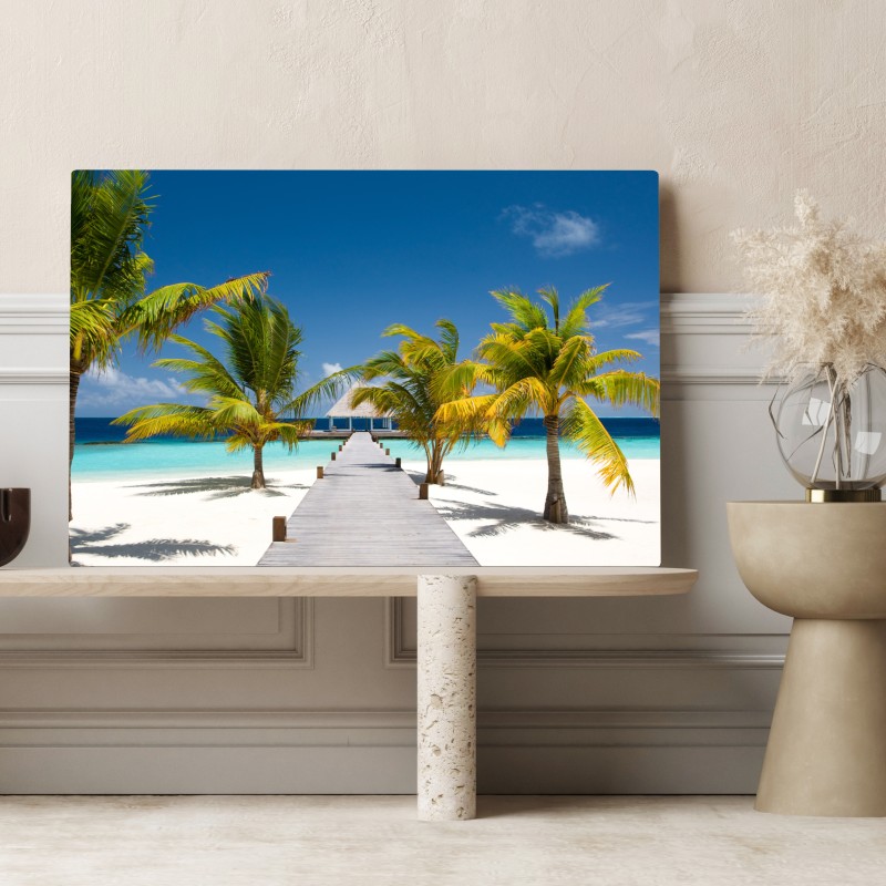 Obraz na płótnie tropikalny pomost nad turkusowymi wodami – Wallissimo® Obraz na płótnie tropikalny pomost nad turkusowymi wodami – Wallissimo®
