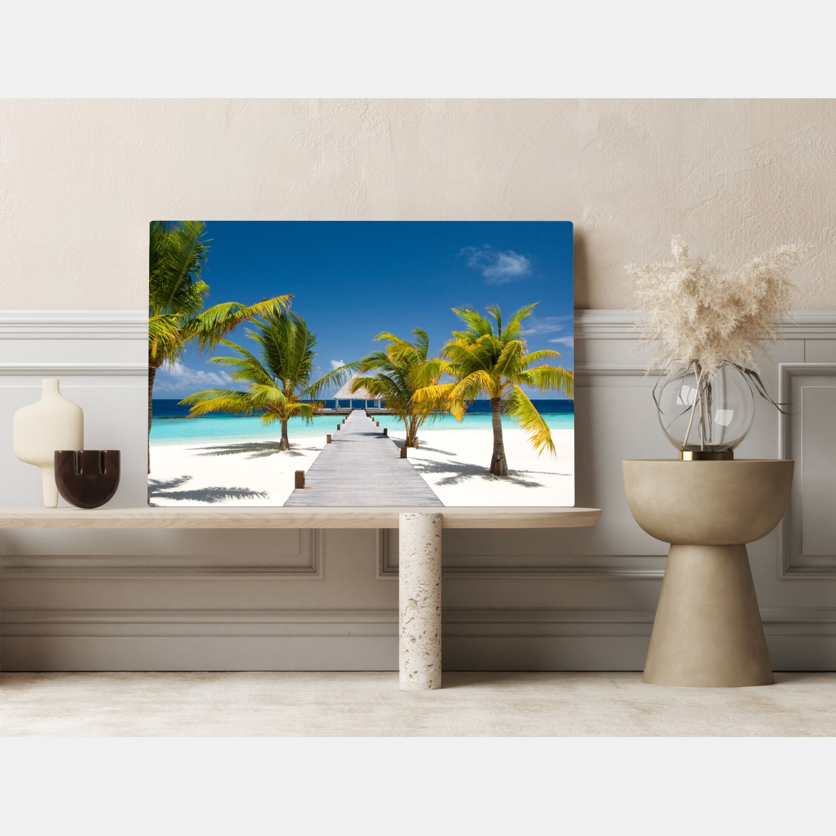 Obraz na płótnie tropikalny pomost nad turkusowymi wodami – Wallissimo® Obraz na płótnie tropikalny pomost nad turkusowymi wodami – Wallissimo®