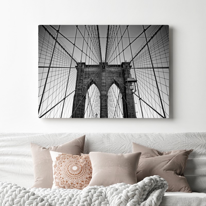 Obraz na płótnie symetryczny most wiszący w czerni i bieli – Wallissimo®