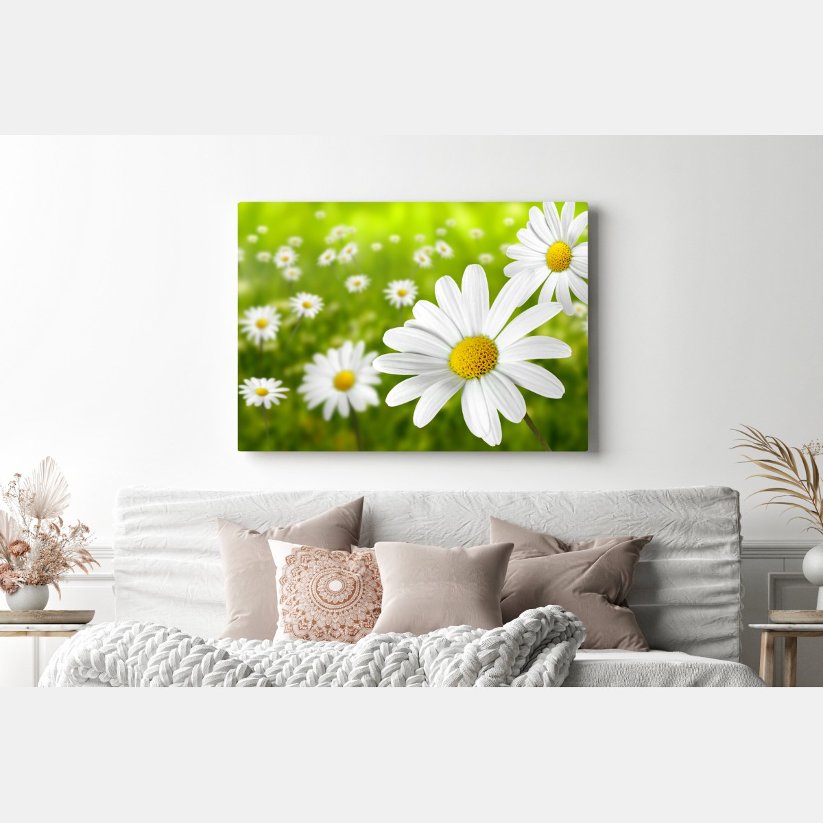 Obraz na płótnie białe stokrotki na łące – Wallissimo® Obraz na płótnie białe stokrotki na łące – Wallissimo®