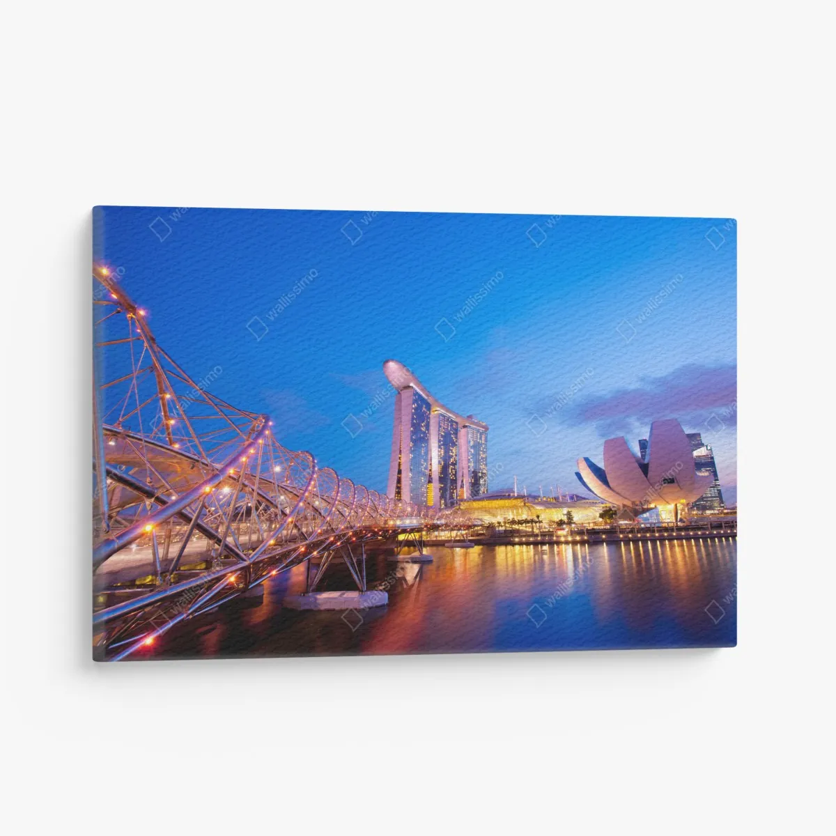Obraz na płótnie panorama Marina Bay o zmierzchu – Wallissimo® Obraz na płótnie panorama Marina Bay o zmierzchu – Wallissimo®