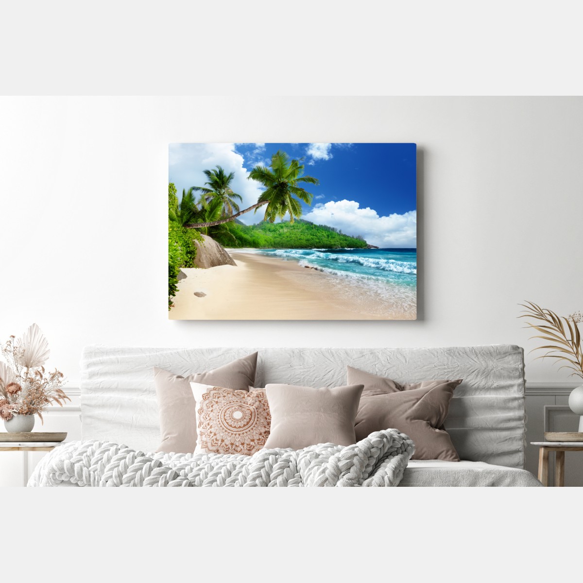 Obraz na płótnie spokojna tropikalna plaża na Mahe, Seszele – Wallissimo® Obraz na płótnie spokojna tropikalna plaża na Mahe, Seszele – Wallissimo®