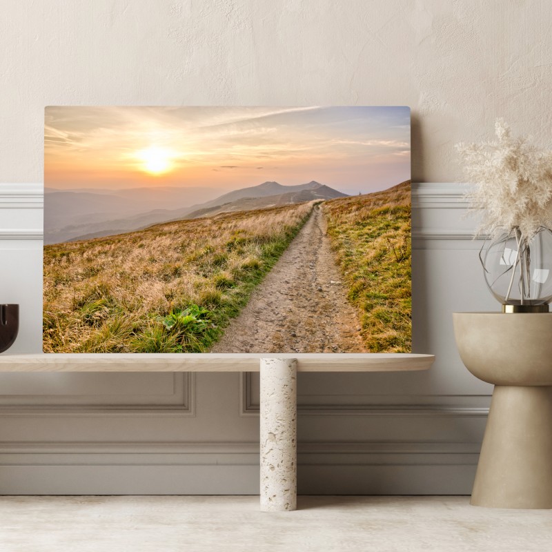 Obraz na płótnie szlak o zachodzie słońca w Bieszczadach – Wallissimo® Obraz na płótnie szlak o zachodzie słońca w Bieszczadach – Wallissimo®