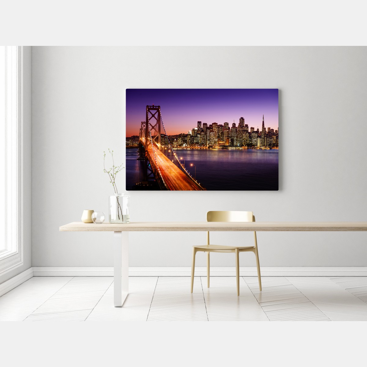 Obraz na płótnie San Francisco panorama miasta o zachodzie słońca – Wallissimo® Obraz na płótnie San Francisco panorama miasta o zachodzie słońca – Wallissimo®