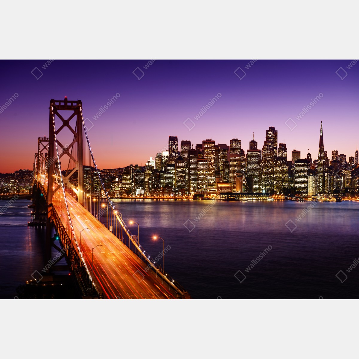 Obraz na płótnie San Francisco panorama miasta o zachodzie słońca – Wallissimo® Obraz na płótnie San Francisco panorama miasta o zachodzie słońca – Wallissimo®