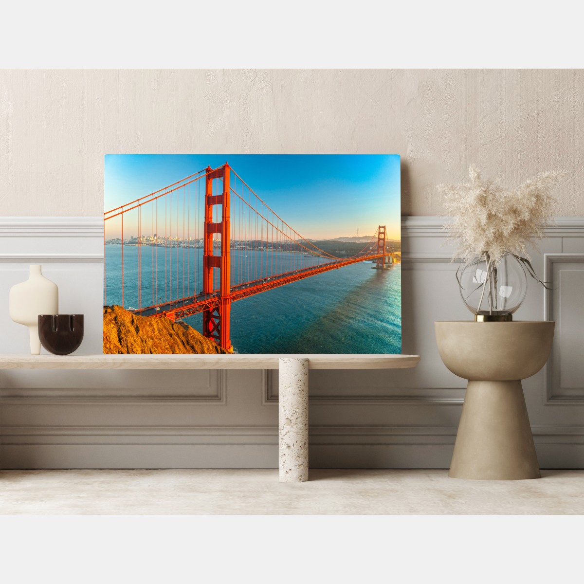 Obraz na płótnie Golden Gate o zachodzie słońca – Wallissimo® Obraz na płótnie Golden Gate o zachodzie słońca – Wallissimo®