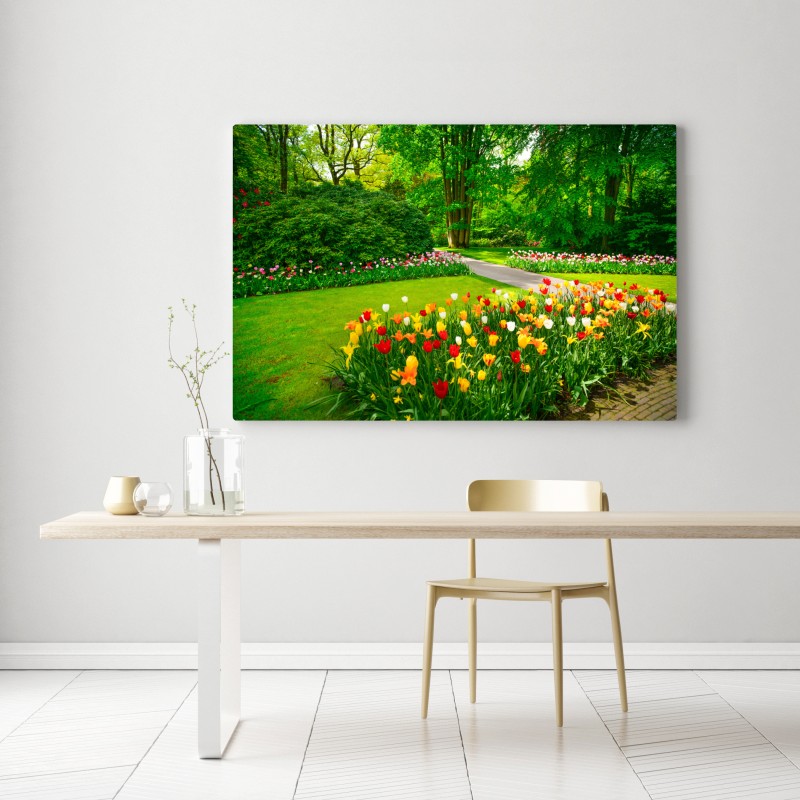 Obraz na płótnie żywy ogród tulipanów w Keukenhof – Wallissimo® Obraz na płótnie żywy ogród tulipanów w Keukenhof – Wallissimo®