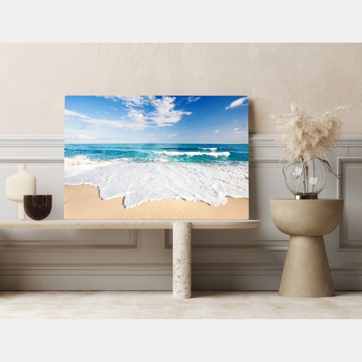 Obraz na płótnie turkusowe fale na piaszczystej plaży – Wallissimo® Obraz na płótnie turkusowe fale na piaszczystej plaży – Wallissimo®