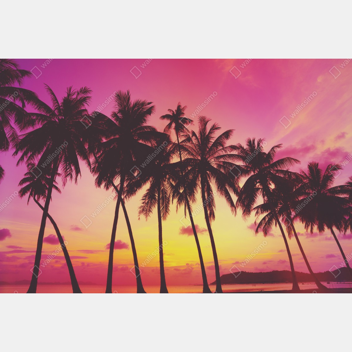 Obraz na płótnie tropikalny zachód słońca z palmami, Tajlandia – Wallissimo® Obraz na płótnie tropikalny zachód słońca z palmami, Tajlandia – Wallissimo®