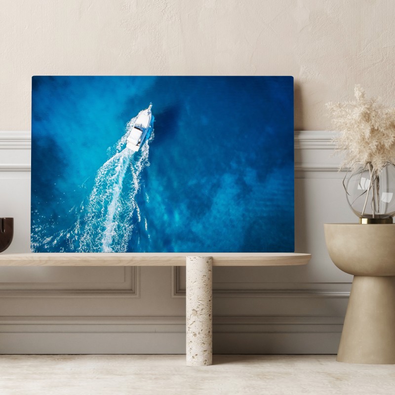 Obraz na płótnie jacht nad krystalicznie niebieskim oceanem – Wallissimo® Obraz na płótnie jacht nad krystalicznie niebieskim oceanem – Wallissimo®