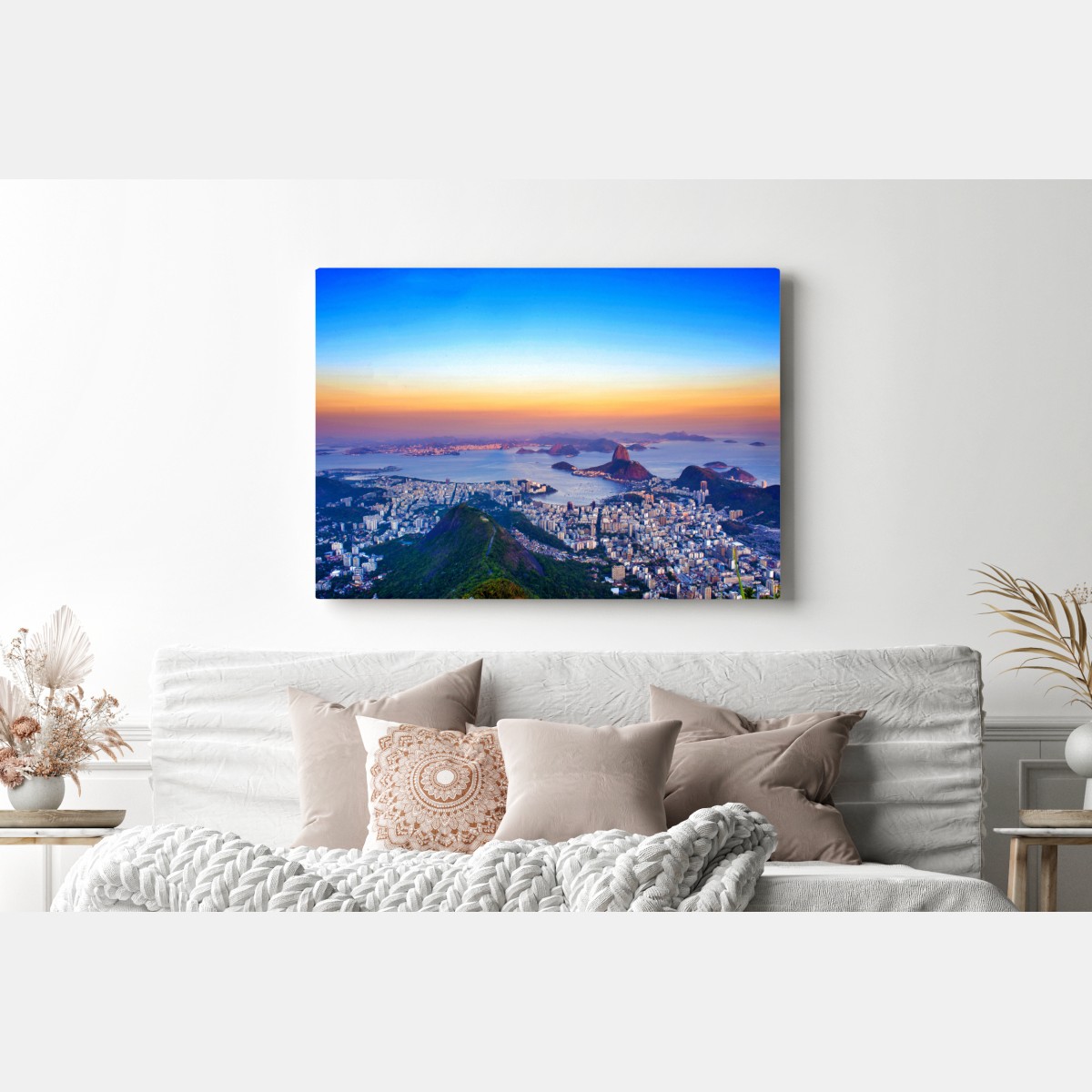 Obraz na płótnie panorama Rio de Janeiro o zachodzie słońca – Wallissimo® Obraz na płótnie panorama Rio de Janeiro o zachodzie słońca – Wallissimo®