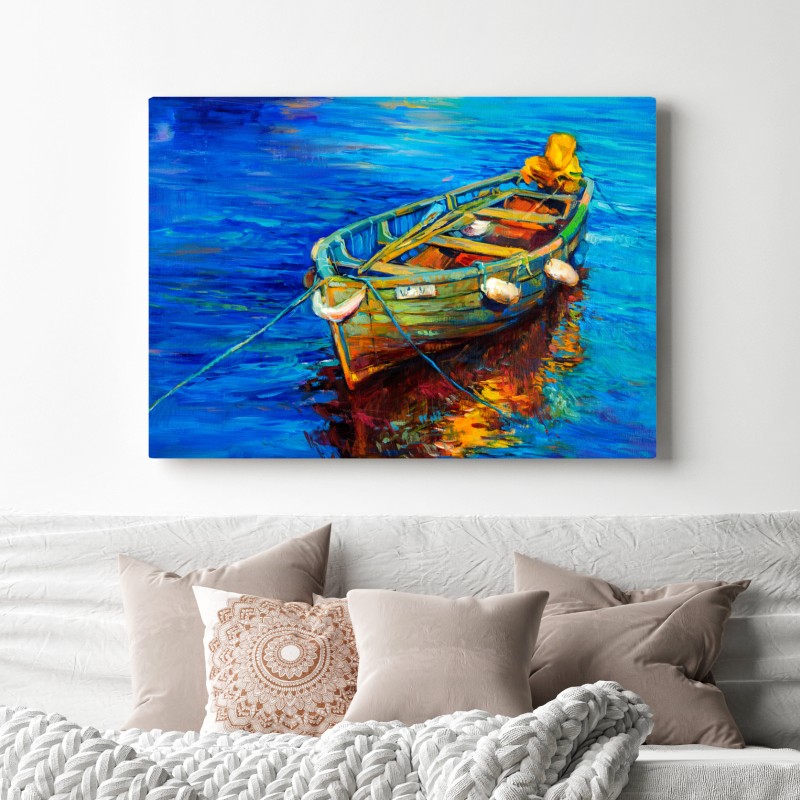 Obraz na płótnie łódź o zachodzie słońca – Wallissimo® Obraz na płótnie łódź o zachodzie słońca – Wallissimo®