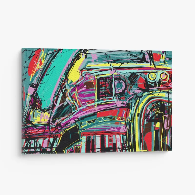 Obraz na płótnie żywa turkusowa abstrakcyjna kompozycja samochodowa