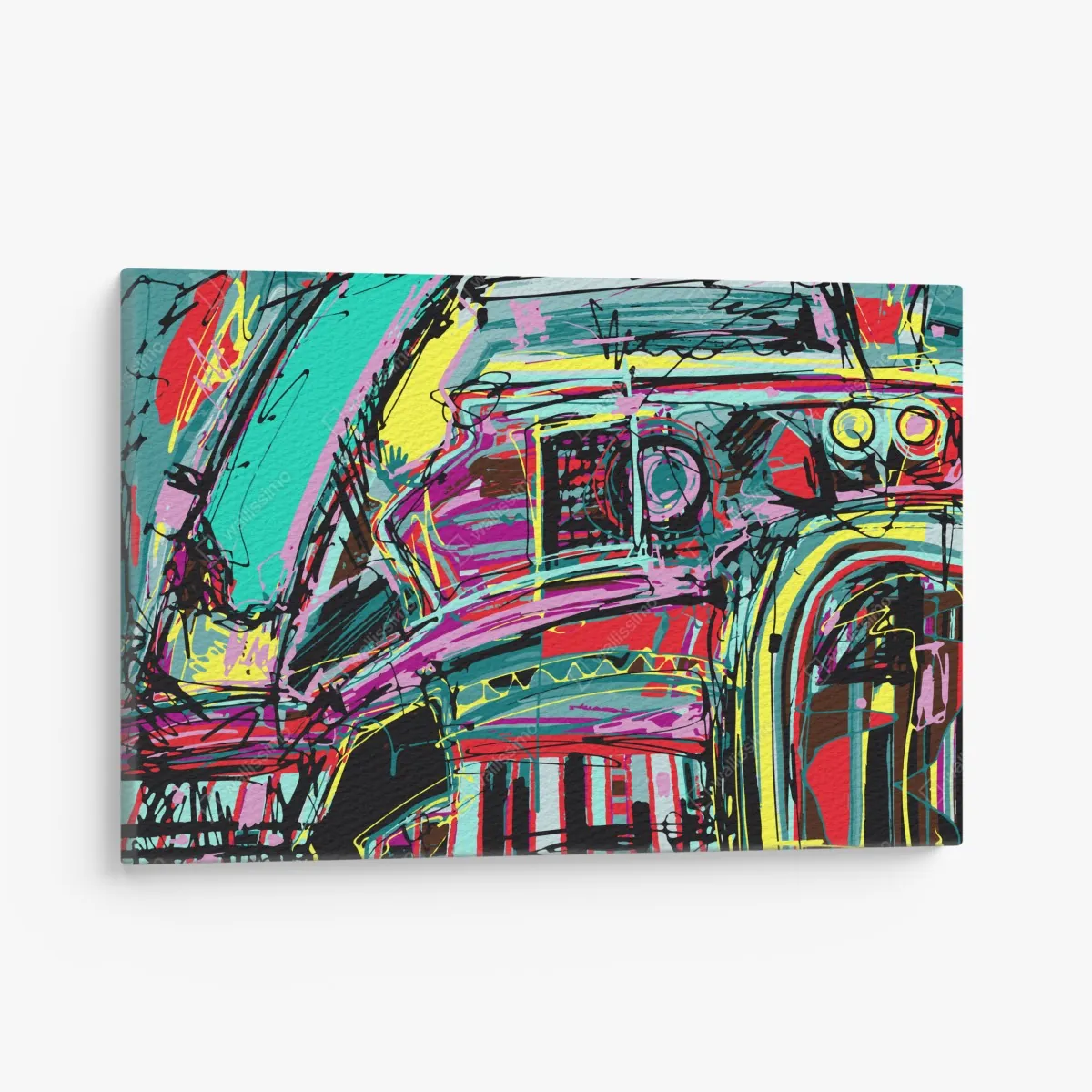 Obraz na płótnie żywa turkusowa abstrakcyjna kompozycja samochodowa – Wallissimo® Obraz na płótnie żywa turkusowa abstrakcyjna kompozycja samochodowa – Wallissimo®