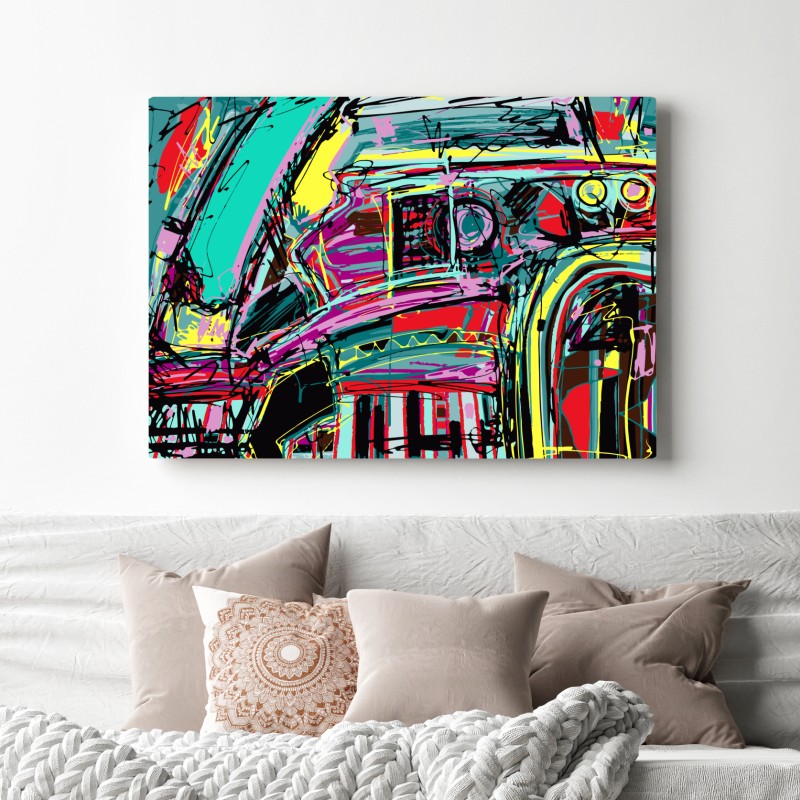 Obraz na płótnie żywa turkusowa abstrakcyjna kompozycja samochodowa – Wallissimo® Obraz na płótnie żywa turkusowa abstrakcyjna kompozycja samochodowa – Wallissimo®