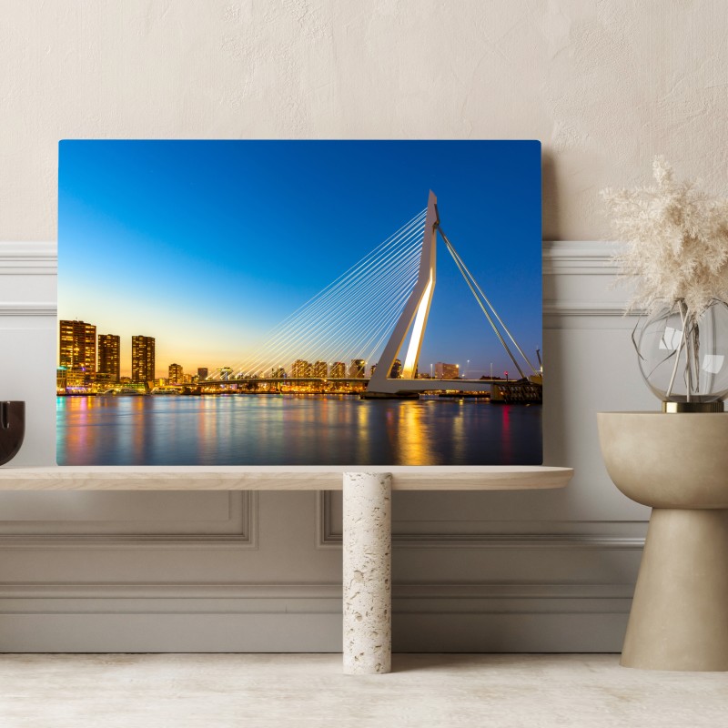 Obraz na płótnie Rotterdam most Erazma o zmierzchu – Wallissimo® Obraz na płótnie Rotterdam most Erazma o zmierzchu – Wallissimo®