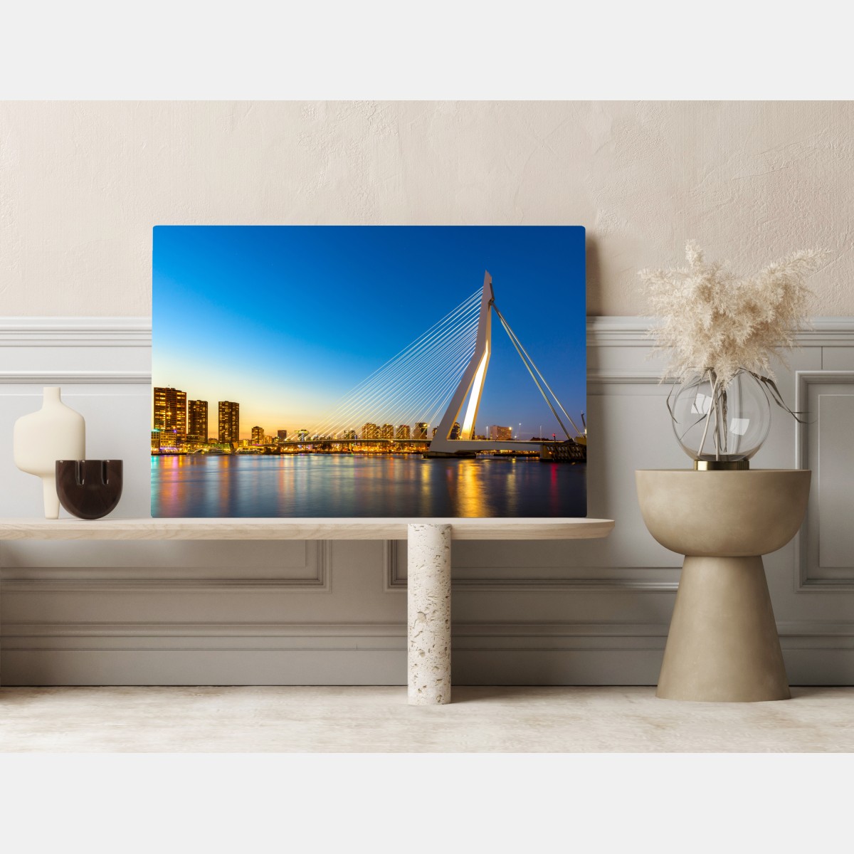Obraz na płótnie Rotterdam most Erazma o zmierzchu – Wallissimo® Obraz na płótnie Rotterdam most Erazma o zmierzchu – Wallissimo®