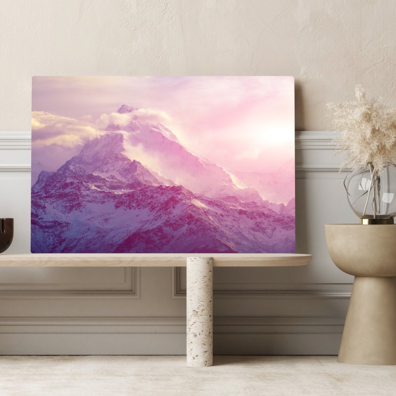 Obraz na płótnie pastelowy wschód słońca nad górami – Wallissimo® Obraz na płótnie pastelowy wschód słońca nad górami – Wallissimo®