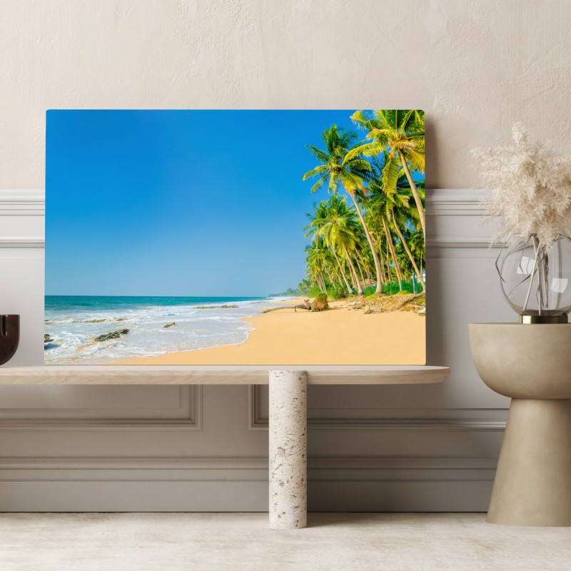 Obraz na płótnie tropikalna plaża z palmami – Wallissimo® Obraz na płótnie tropikalna plaża z palmami – Wallissimo®