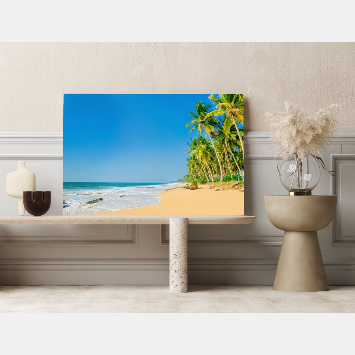 Obraz na płótnie tropikalna plaża z palmami – Wallissimo® Obraz na płótnie tropikalna plaża z palmami – Wallissimo®