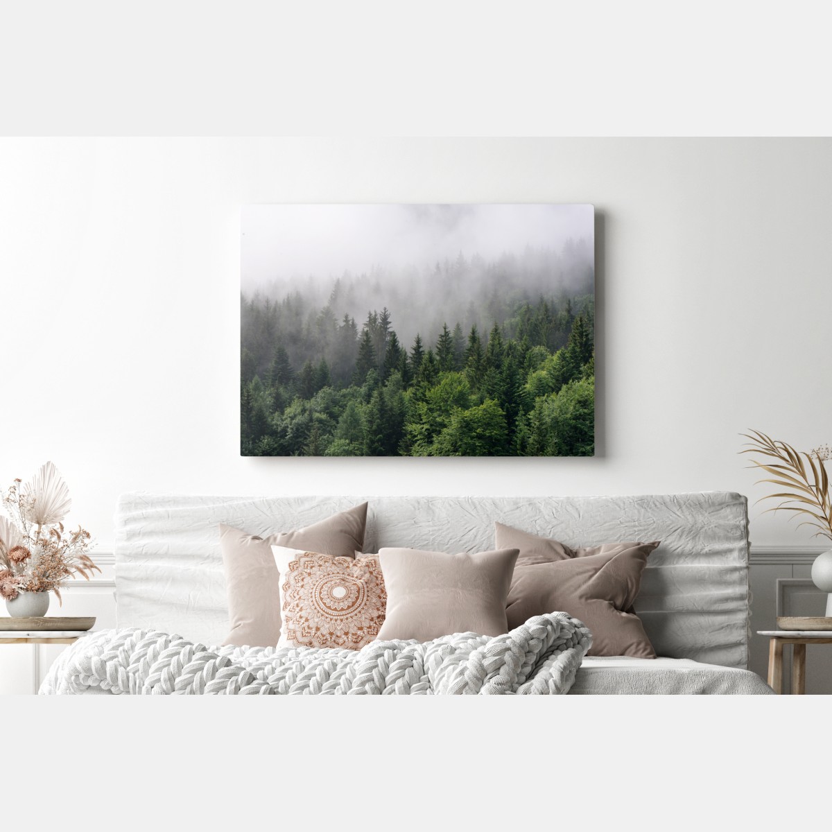 Obraz na płótnie mglisty las iglasty panorama – Wallissimo® Obraz na płótnie mglisty las iglasty panorama – Wallissimo®