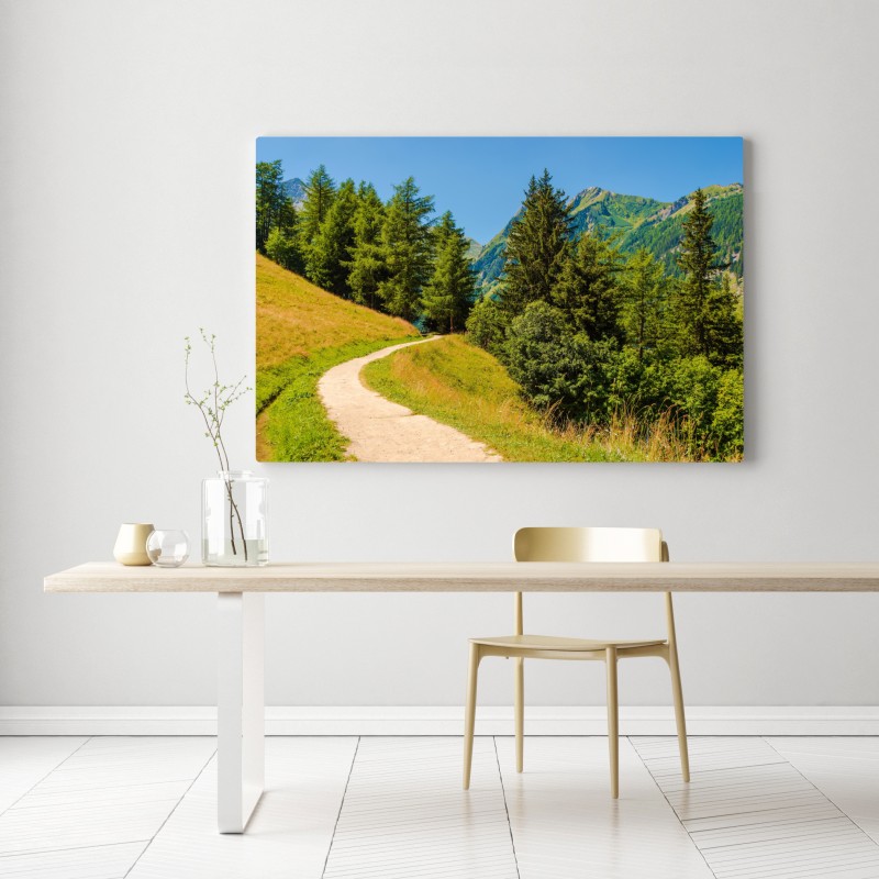 Obraz na płótnie szlak górski w Szwajcarii latem – Wallissimo® Obraz na płótnie szlak górski w Szwajcarii latem – Wallissimo®