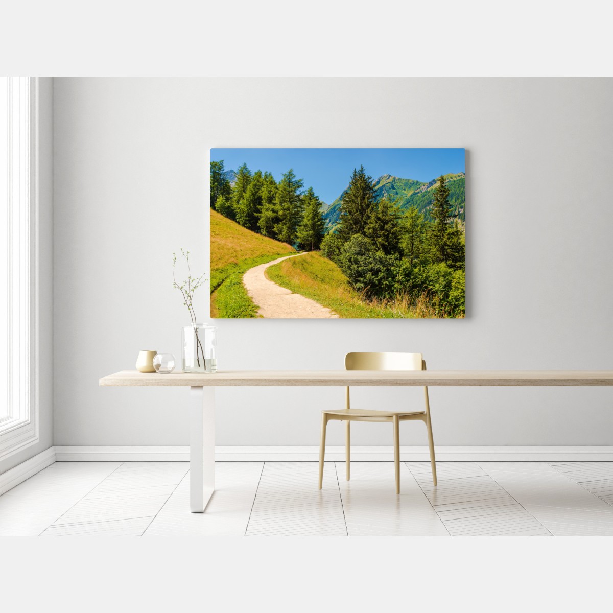 Obraz na płótnie szlak górski w Szwajcarii latem – Wallissimo® Obraz na płótnie szlak górski w Szwajcarii latem – Wallissimo®