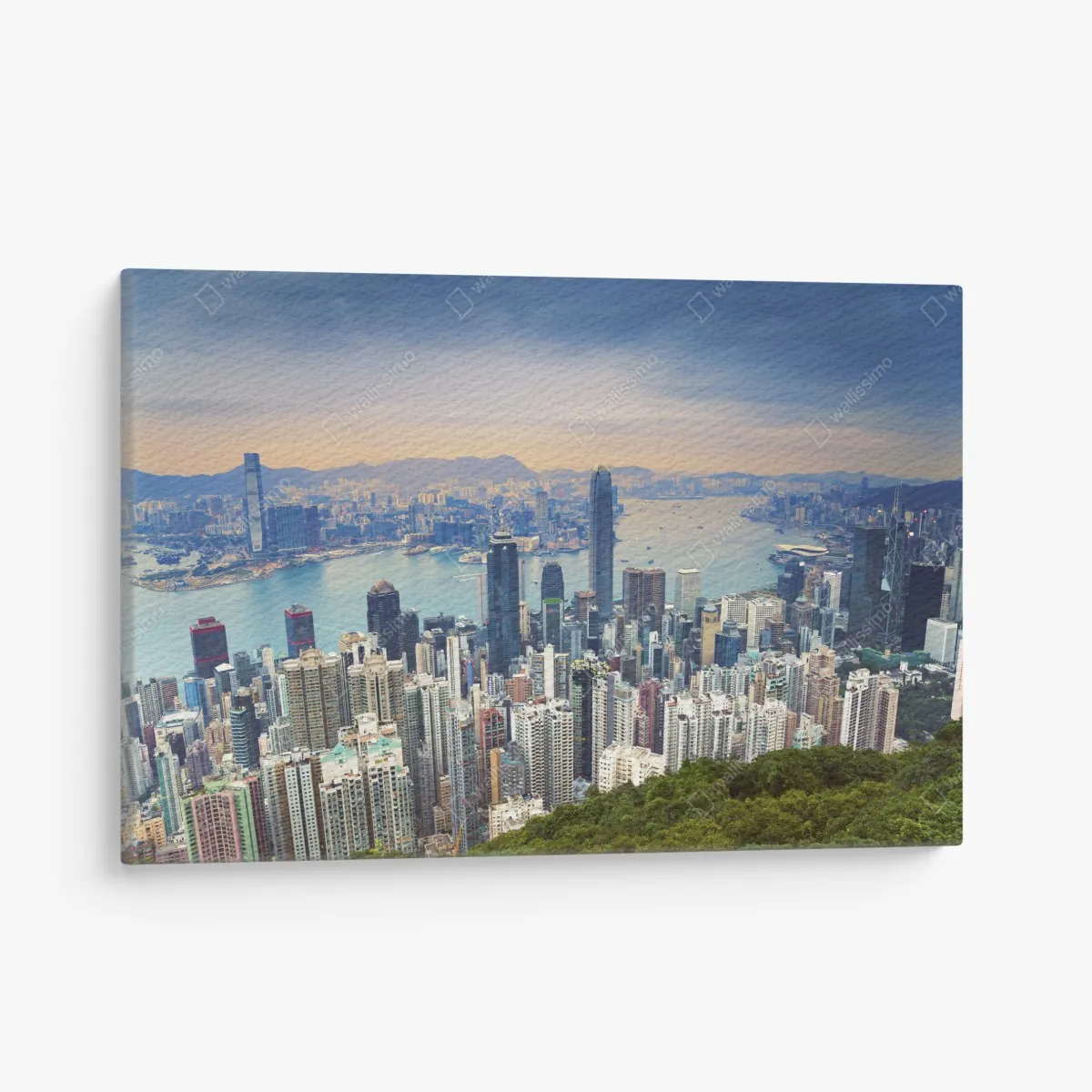 Obraz na płótnie Hong Kong panorama miasta o zmierzchu – Wallissimo® Obraz na płótnie Hong Kong panorama miasta o zmierzchu – Wallissimo®