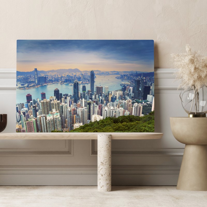 Obraz na płótnie Hong Kong panorama miasta o zmierzchu – Wallissimo® Obraz na płótnie Hong Kong panorama miasta o zmierzchu – Wallissimo®