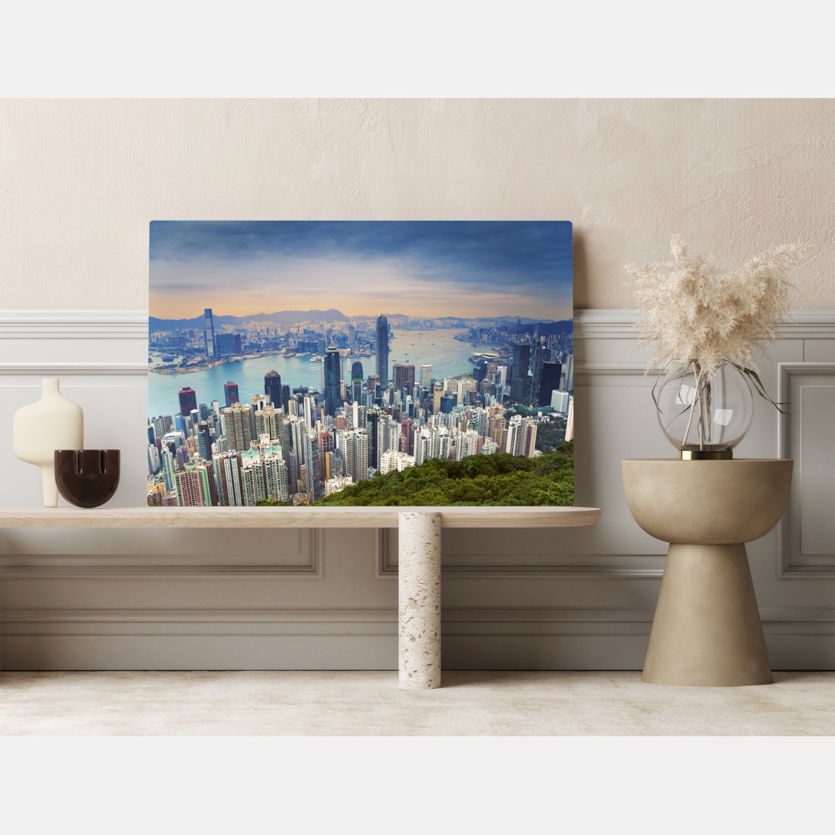 Obraz na płótnie Hong Kong panorama miasta o zmierzchu – Wallissimo® Obraz na płótnie Hong Kong panorama miasta o zmierzchu – Wallissimo®