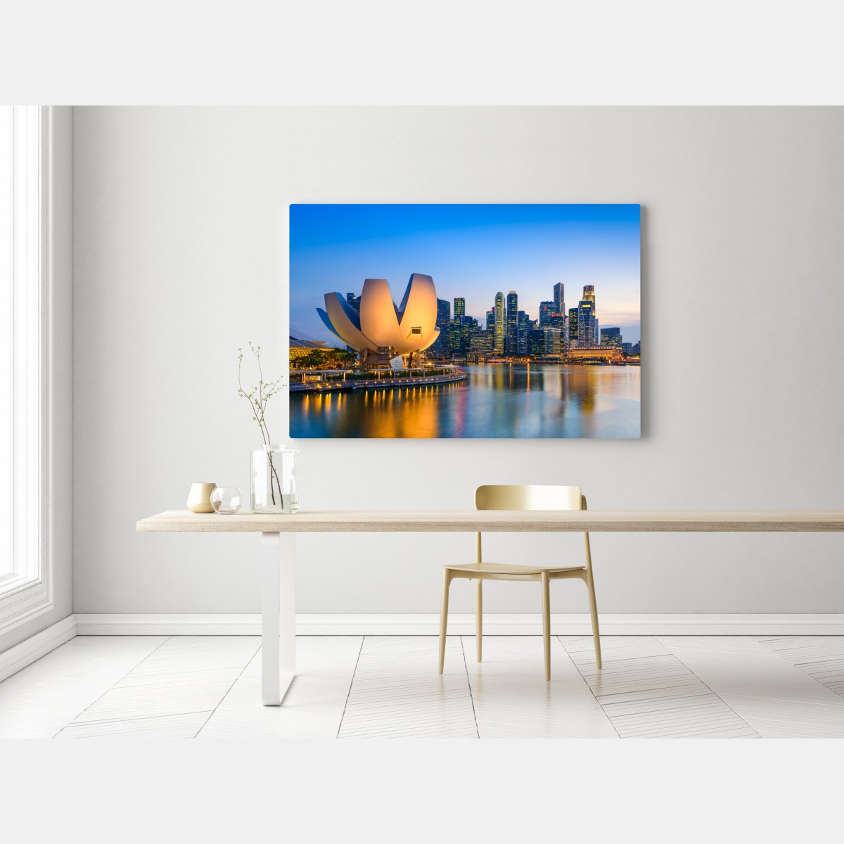 Obraz na płótnie Singapur panorama miasta o zmierzchu – Wallissimo® Obraz na płótnie Singapur panorama miasta o zmierzchu – Wallissimo®