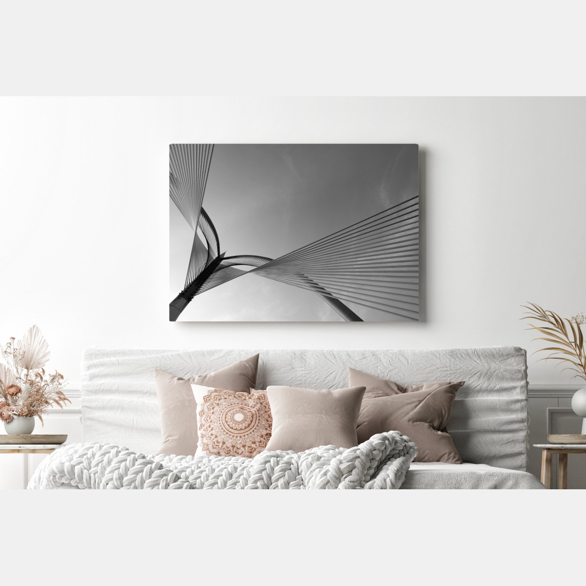 Obraz na płótnie monochromatyczny most i geometryczne linie – Wallissimo® Obraz na płótnie monochromatyczny most i geometryczne linie – Wallissimo®