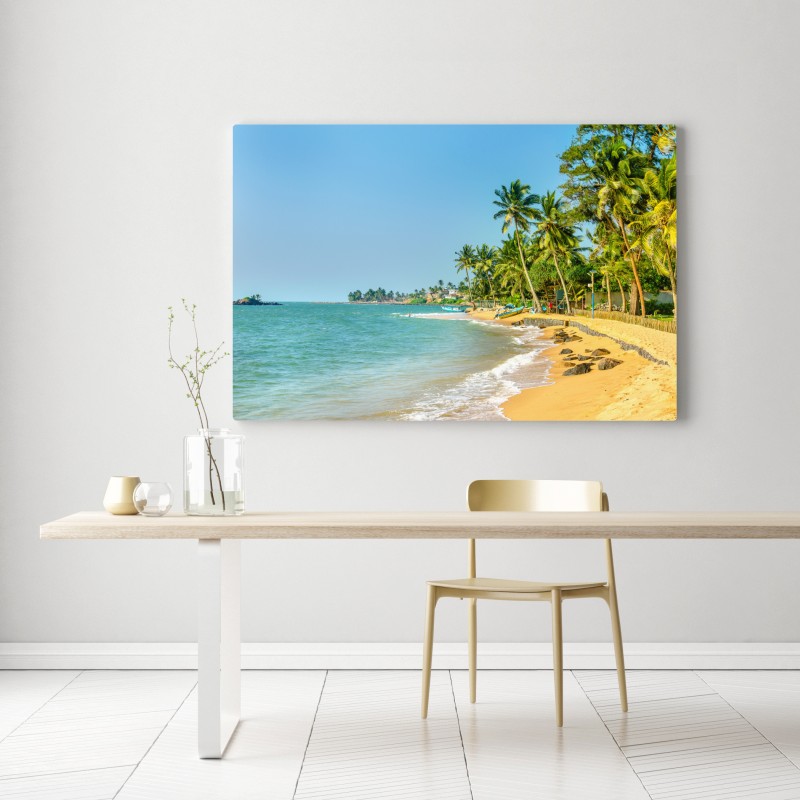 Obraz na płótnie tropikalna plaża z palmami – Wallissimo® Obraz na płótnie tropikalna plaża z palmami – Wallissimo®