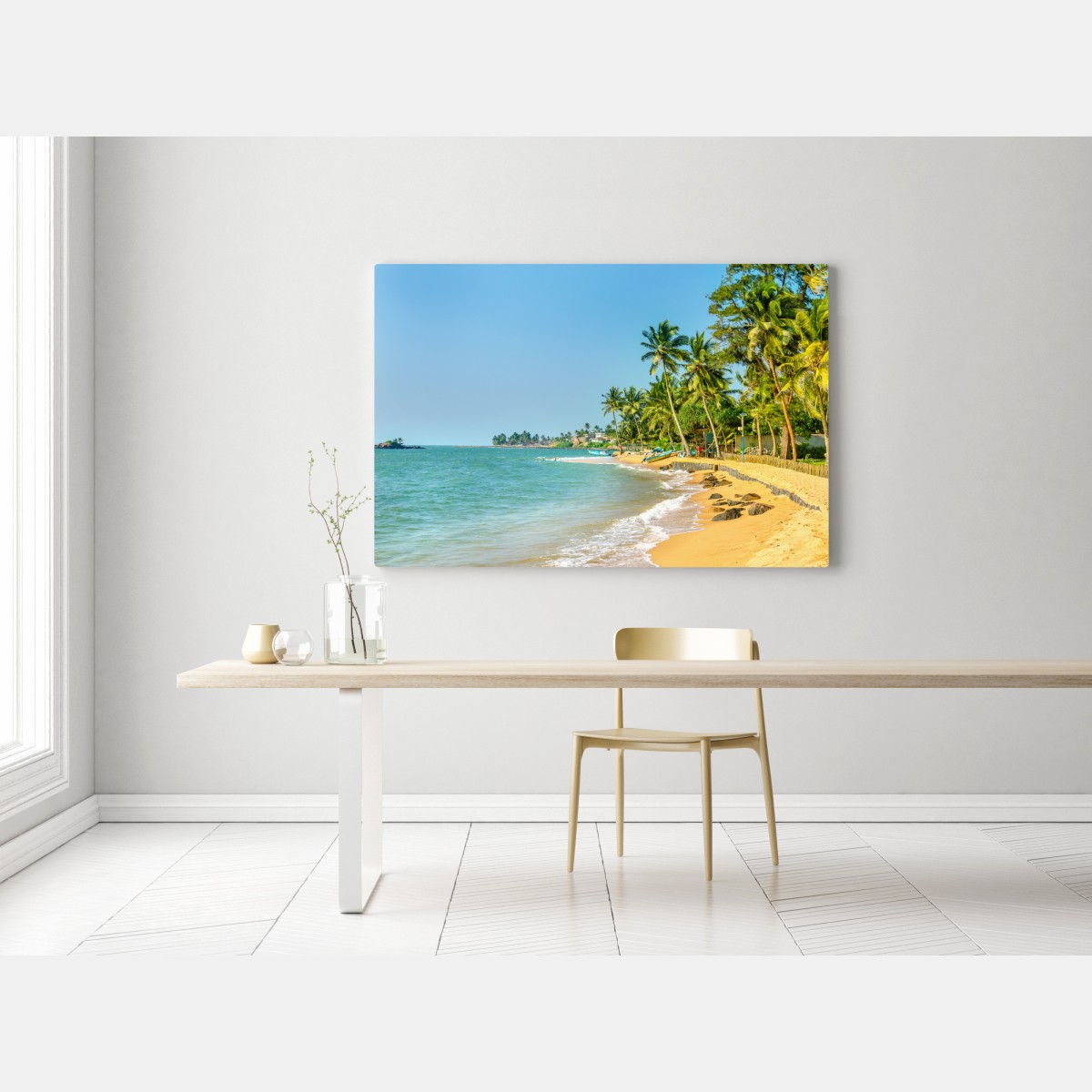 Obraz na płótnie tropikalna plaża z palmami – Wallissimo® Obraz na płótnie tropikalna plaża z palmami – Wallissimo®