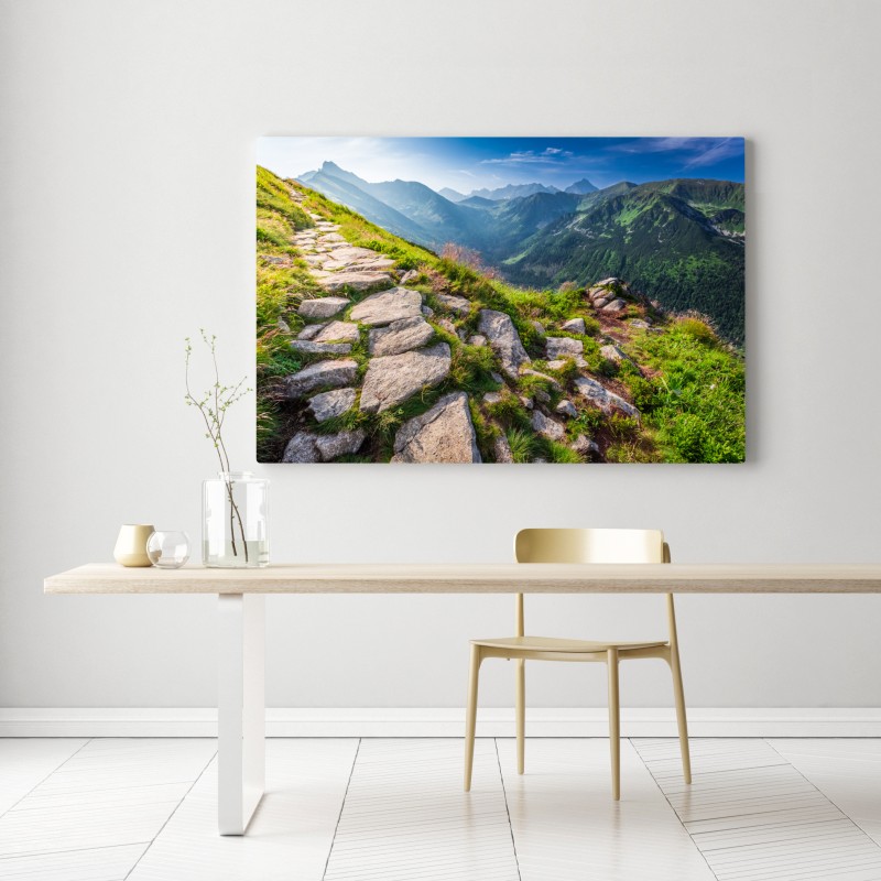 Obraz na płótnie wschód słońca nad szlakiem w Tatrach – Wallissimo® Obraz na płótnie wschód słońca nad szlakiem w Tatrach – Wallissimo®