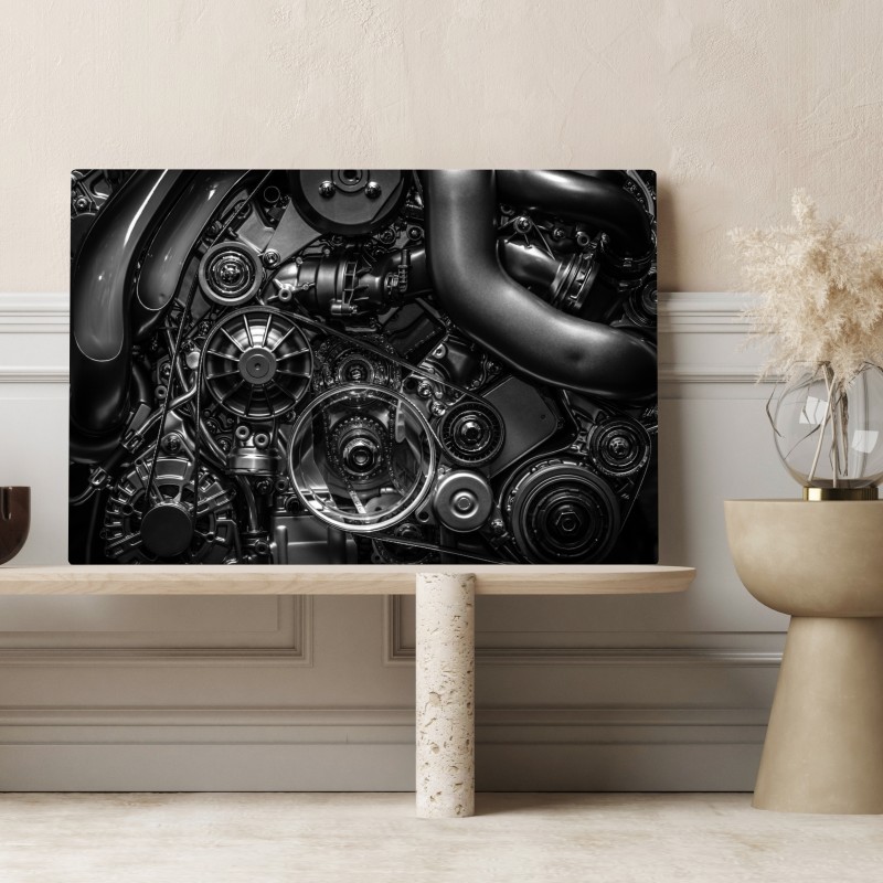 Obraz na płótnie precyzyjne zbliżenie mechaniki silnika – Wallissimo® Obraz na płótnie precyzyjne zbliżenie mechaniki silnika – Wallissimo®