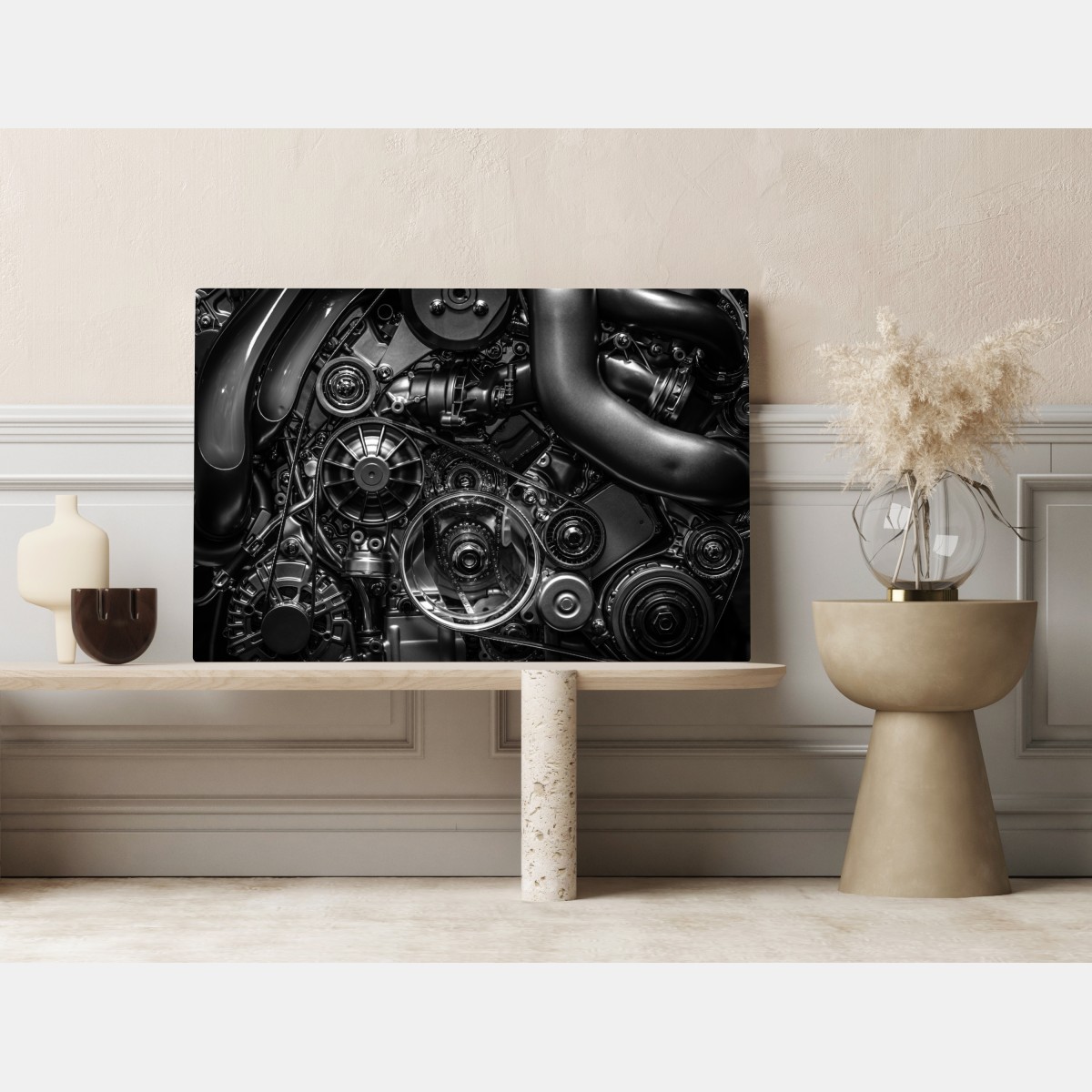 Obraz na płótnie precyzyjne zbliżenie mechaniki silnika – Wallissimo® Obraz na płótnie precyzyjne zbliżenie mechaniki silnika – Wallissimo®