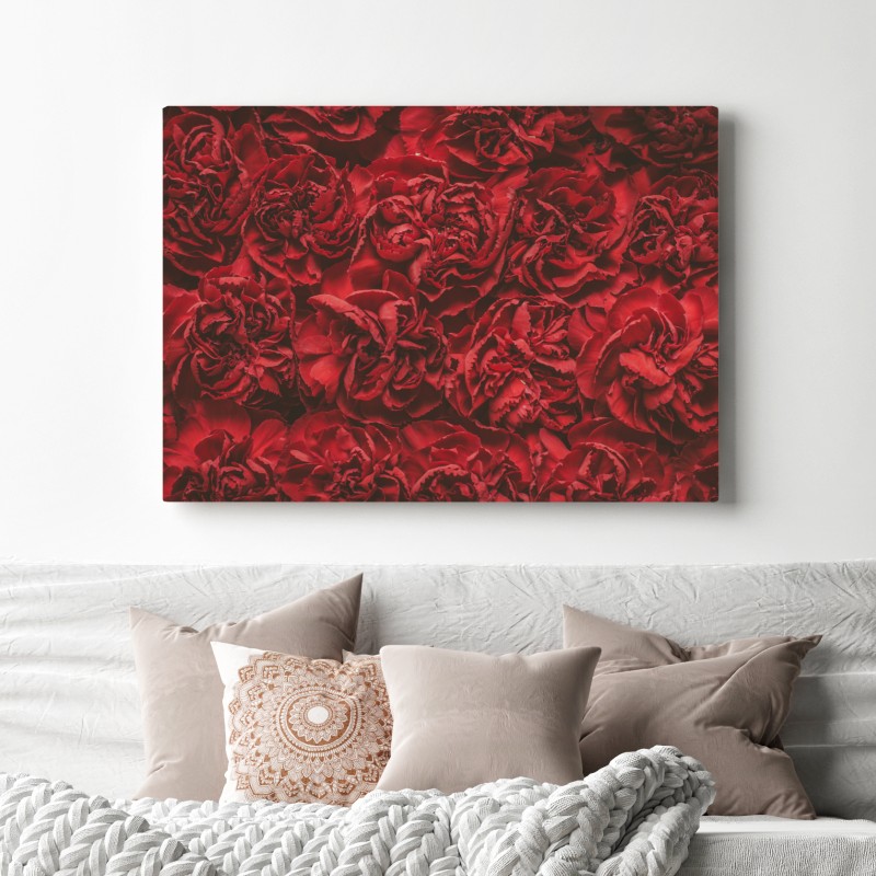 Obraz na płótnie retro czerwone goździki wzór kwiatowy – Wallissimo® Obraz na płótnie retro czerwone goździki wzór kwiatowy – Wallissimo®