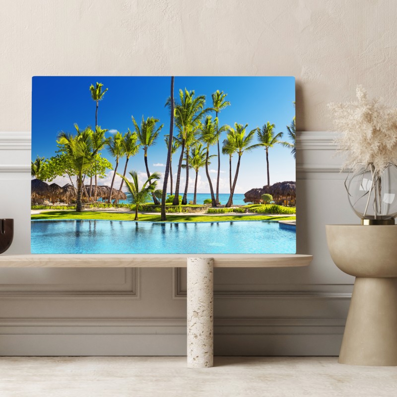 Obraz na płótnie tropikalny zakątek na plaży w Punta Cana – Wallissimo® Obraz na płótnie tropikalny zakątek na plaży w Punta Cana – Wallissimo®