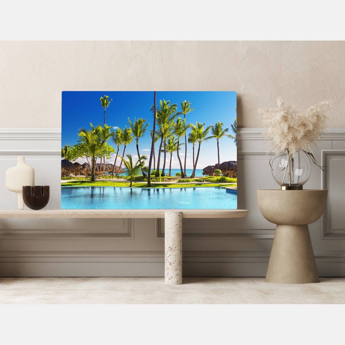 Obraz na płótnie tropikalny zakątek na plaży w Punta Cana – Wallissimo® Obraz na płótnie tropikalny zakątek na plaży w Punta Cana – Wallissimo®