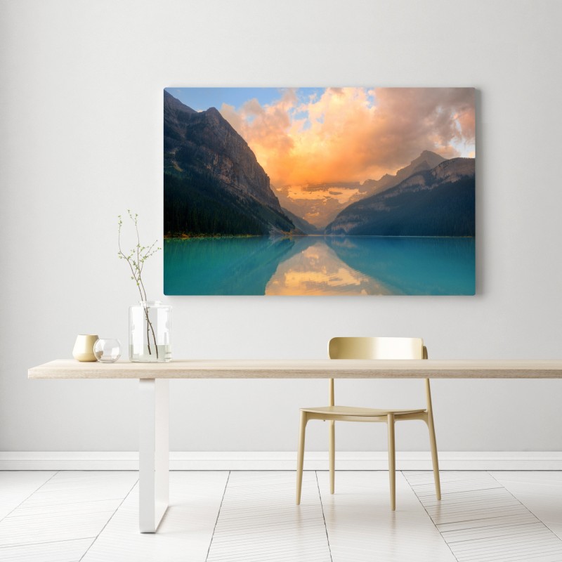 Obraz na płótnie wschód słońca nad Lake Louise, Banff – Wallissimo® Obraz na płótnie wschód słońca nad Lake Louise, Banff – Wallissimo®
