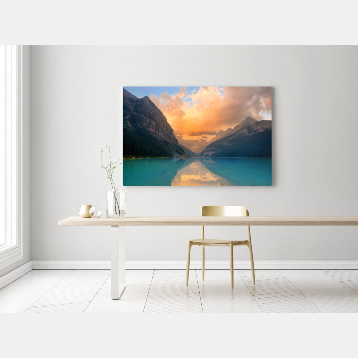 Obraz na płótnie wschód słońca nad Lake Louise, Banff – Wallissimo® Obraz na płótnie wschód słońca nad Lake Louise, Banff – Wallissimo®