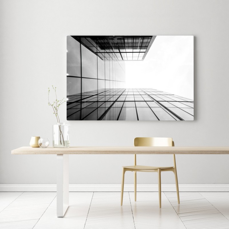 Obraz na płótnie minimalistyczna perspektywa szklanego wieżowca – Wallissimo® Obraz na płótnie minimalistyczna perspektywa szklanego wieżowca – Wallissimo®