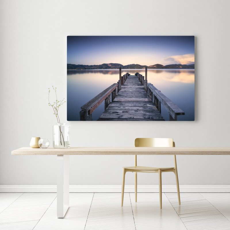 Obraz na płótnie drewniany pomost nad jeziorem Versilia Massaciuccoli – Wallissimo® Obraz na płótnie drewniany pomost nad jeziorem Versilia Massaciuccoli – Wallissimo®