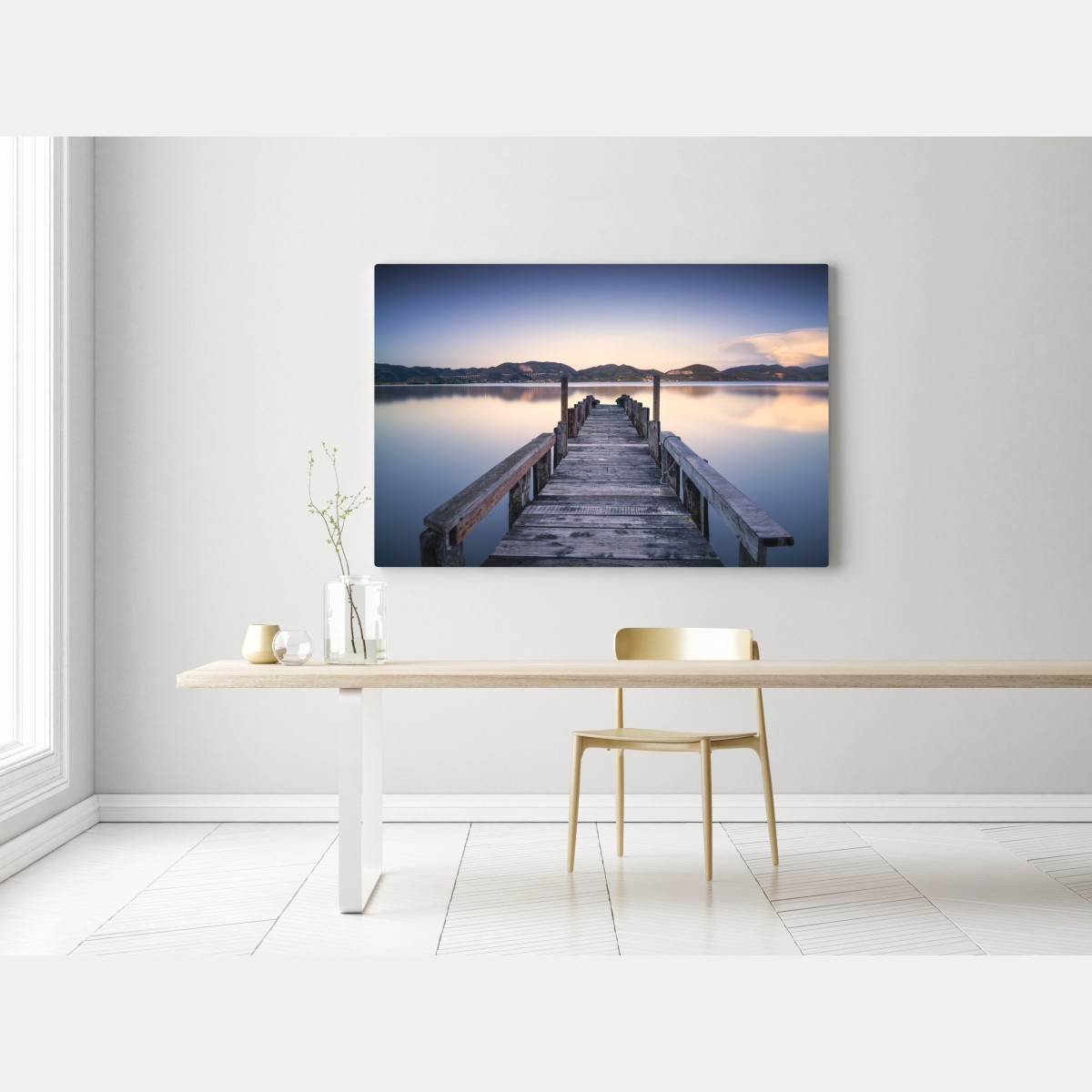 Obraz na płótnie drewniany pomost nad jeziorem Versilia Massaciuccoli – Wallissimo® Obraz na płótnie drewniany pomost nad jeziorem Versilia Massaciuccoli – Wallissimo®